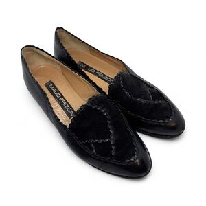 Vintage Maud Frizon Paris Black Leather & Suede Loafers Made in Italy